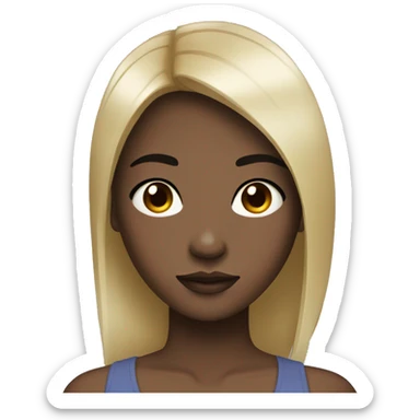 black eye and hair black skin asian girl with medium straight hair sticker