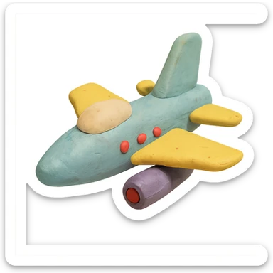 matte plasticine claymation style fighter jet with visible fingerprints and pastel colors sticker