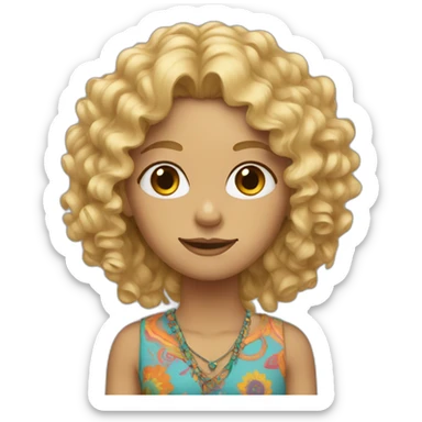 Curly blonde hippie sticker