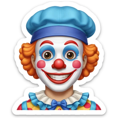 Chú hề, đội mũ cao xanh nước biển, cười tươi, 25 tuổi sticker