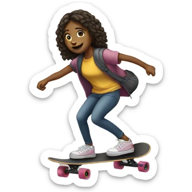 Girl riding skateboard on the street sticker