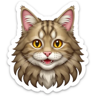 Realizza un gatto di razza maine coon con denti affilatissimi e cattivissimo sticker