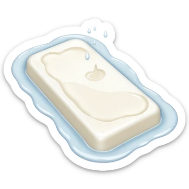 a small puddle of white and clear liquid sticker