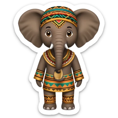 a-3d-cartoon-african-elephant-from-the-1800s-wearing-traditional-african-tribal-clothing,-calm-expression,-natural-background,-memoji-style-realism. sticker
