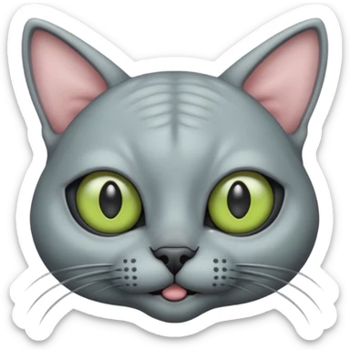 alien cat with no fur, and spectacles sticker