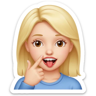 Girl biting finger with teeth only index finger sticker