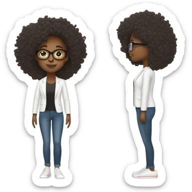 woman has a modern, minimalist look with natural hair, minimal makeup, and smart-casual outfits like jeans, blazers, and sneakers. She often wears a smartwatch or stylish glasses, balancing practicality and professionalism.






 sticker
