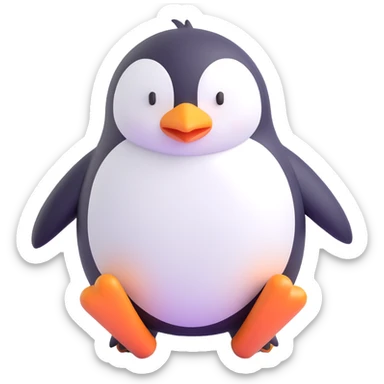 penguin exercising, 3D emoji style sticker