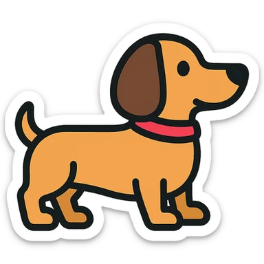 teckel dog, cute and cartoonish, color icon style sticker