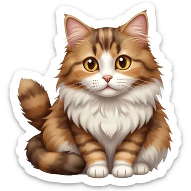 brown fluffy tabby cat next to a dilute calico cat  sticker