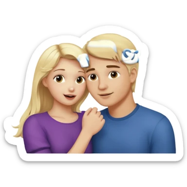 Emoji blonde girl lovingly , biting a man’s arm sticker