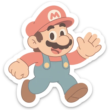 mario character pastel toon cartoon style sticker