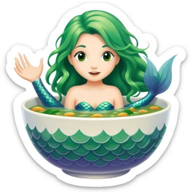Mermaid in a soup bowl sticker