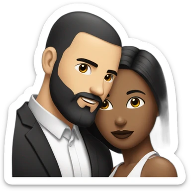 White-man-with-a-buzz -cut-black-hair-fade-and-a-black-beard-kissing-his -BLACK-woman-with-long-BLACK-straight-hair sticker