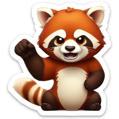 Red panda clenches his fist and is angry sticker