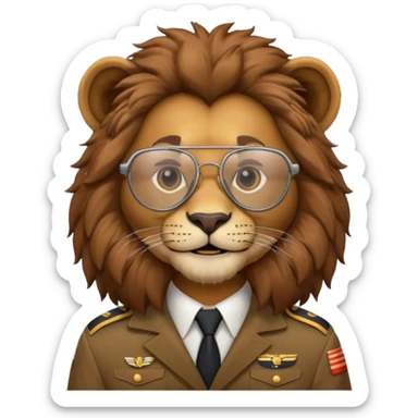 pilot lion with glasses sticker