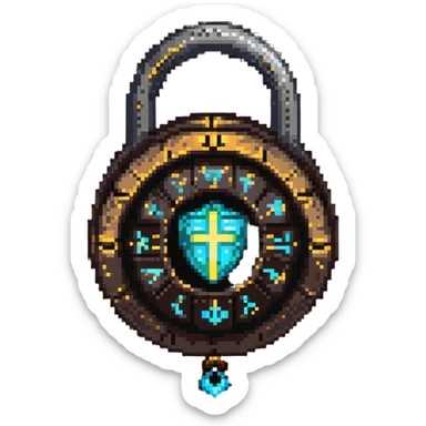 A fantasy magic lock with runes and glowing magical aura sticker