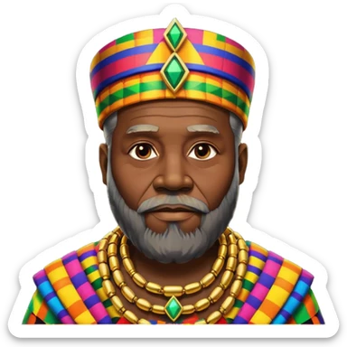 Create me an emoji of a beautiful Old African King with a beard wearing a neon Colorful gradient African Kente patterns sticker