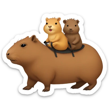 little capybara riding on capybara sticker