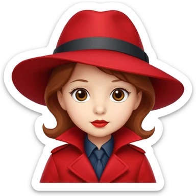 Baby Carmen Sandiego with red hat and coat, cute detective sticker