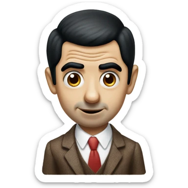 Mr Bean dark hair giving an heart sticker