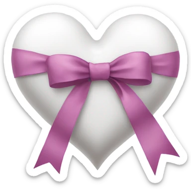 White heart with ribbon bow sticker