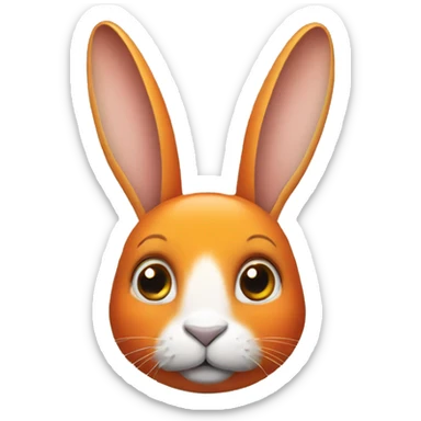 A rabbit with a tangerine on its forehead facing the front sticker