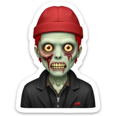 zombie in red hats black jacket sticker