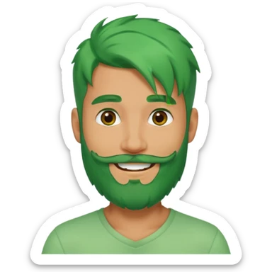green long bonus hair and beard man sticker