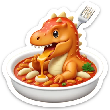 Dinosour eating tteokbokki sticker
