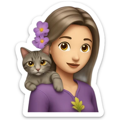 Fleur avec une tête de chat sticker