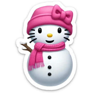 Hello kitty snow man with pink scarf sticker
