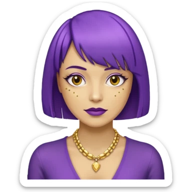 Purple bob haircut gold skin woman sticker