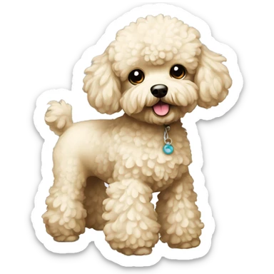Scruffy cream toy poodle sticker