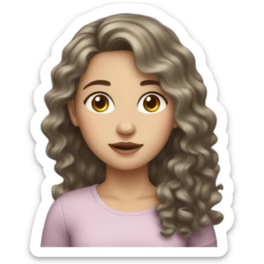 white brunnette girl with wavy hair sticker