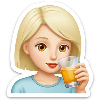person drinking from a glass, simple and cheerful sticker