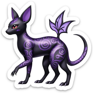 Shiny Dark Edgy Majestic Sophisticated Modern Gothic Gloomy Futuristic Salandit-Umbreon-Espeon-Hybrid (Full body) with pattern-markings sticker