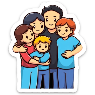 loving family group hug sticker