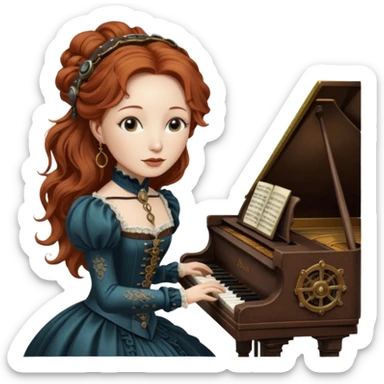 steampunk - aged Tori Amos - playing the piano in a Victorian dress sticker
