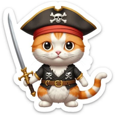 Crie um gato com chapéu de pirata sticker