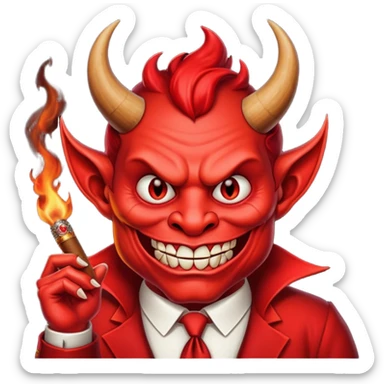 Diablito de cara roja con un cigarro sticker
