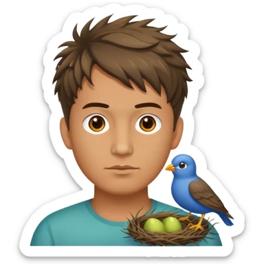 Man who has a Birds Nest haircut sticker