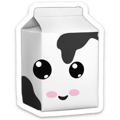 cute milk carton with black eyes with cow design black and white all over sticker
