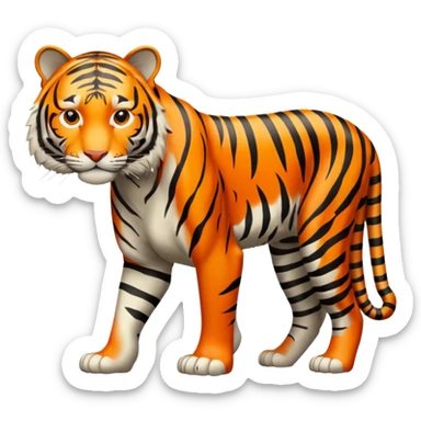 Create a single emoji of a Tiger in full body, shown at a slight side angle in a natural, characteristic pose. stylized like an emoji, but clearly recognizable.  sticker