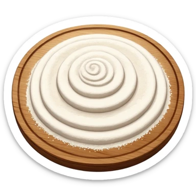 flour on circular wooden plate slightly curved edges sticker