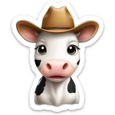 Little cute cow with cowboy hat  sticker