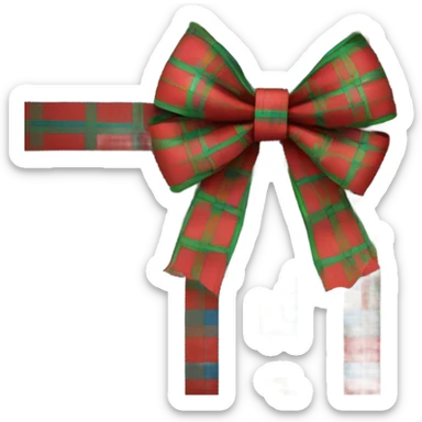 Blue red and green plaid bow  sticker