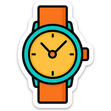 watch, flat color icon style, bold and easy to recognize, suitable for UI sticker