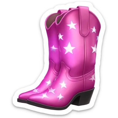 Iridescent pink cowboy boots with stars sticker