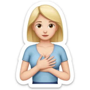 the woman holds one hand on her chest and the other on her stomach sticker
